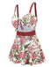 Pink 1940s Floral Strap One-Piece Swimsuit, vintage swimsuit, pin-up swimwear - perfect for women who love vintage and retro fashion