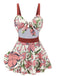Pink 1940s Floral Strap One-Piece Swimsuit, vintage swimsuit, pin-up swimwear - perfect for women who love vintage and retro fashion