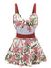 Pink 1940s Floral Strap One-Piece Swimsuit, vintage swimsuit, pin-up swimwear - perfect for women who love vintage and retro fashion