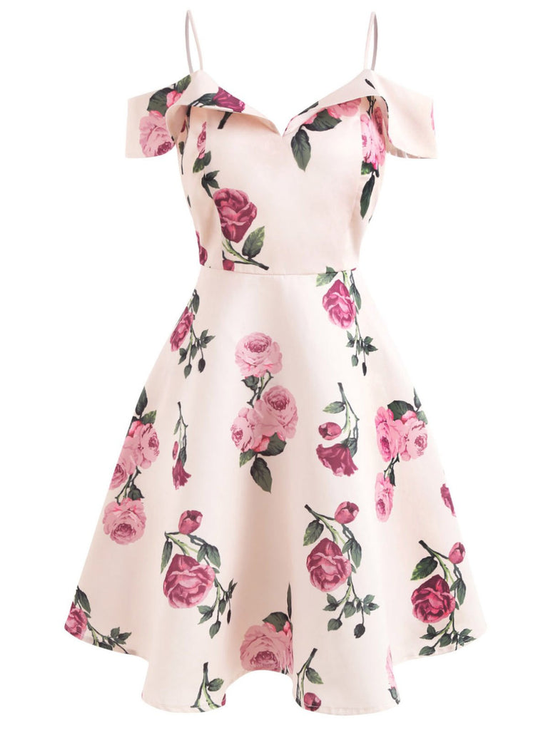 Pink 1950s Floral Spaghetti Strap Dress: timeless style reimagined