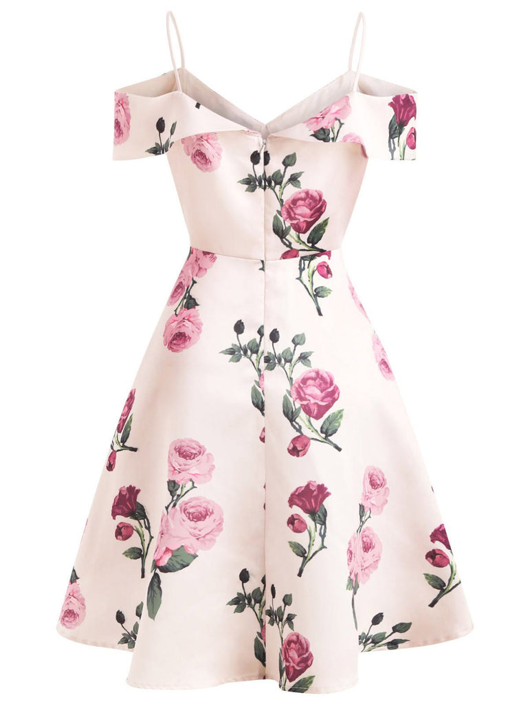 Pink 1950s Floral Spaghetti Strap Dress — vintage elegance for the modern woman