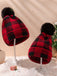 & Plaid Hairball Knitted Child Hat - vintage fashion, retro style