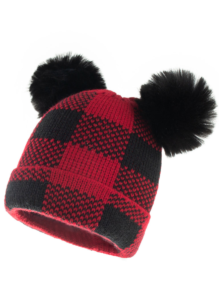 & Plaid Hairball Knitted Parent Hat: timeless style reimagined