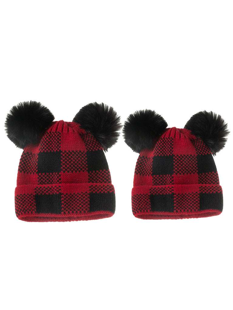 & Plaid Hairball Knitted Parent Hat: timeless style reimagined
