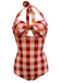 Plaid Halter One-Piece Swimsuit — vintage elegance for the modern woman