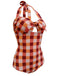 Plaid Halter One-Piece Swimsuit: timeless style reimagined