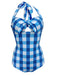 Plaid Halter One-Piece Swimsuit — vintage elegance for the modern woman