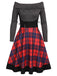 Plaids 1950s Off Shoulder Knitted Dress: timeless style reimagined