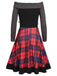 Plaids 1950s Off Shoulder Knitted Dress — vintage elegance for the modern woman