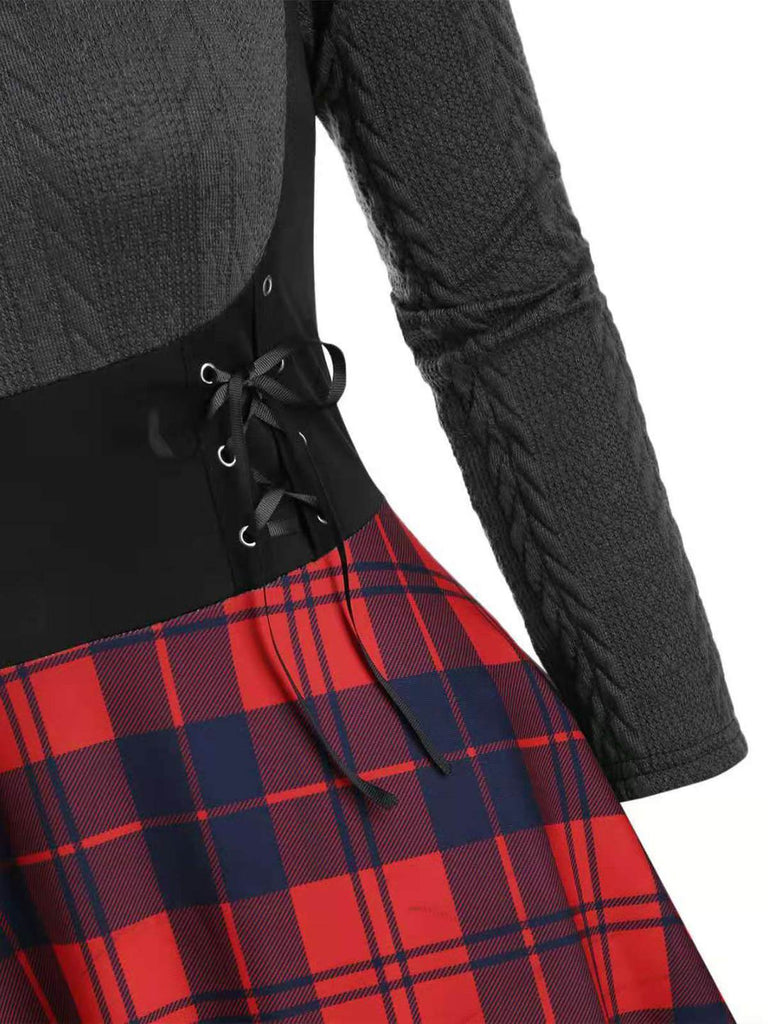 Plaids 1950s Off Shoulder Knitted Dress: timeless style reimagined