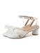 Pleated Chiffon Bowknot Chunky Heels Sandals: timeless style reimagined
