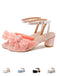 Pleated Chiffon Bowknot Chunky Heels Sandals: timeless style reimagined