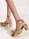 Pleated Chiffon Bowknot Chunky Heels Sandals: timeless style reimagined