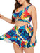Plus Size 1940s Floral Skirted Bikini Set - vintage skirt, retro style