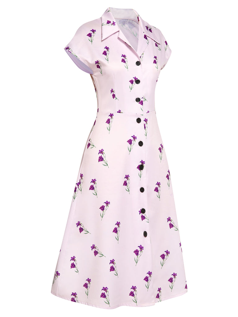 [Pre-Sale] Purple 1940s Petunia Lapel Dress, vintage dress, retro fashion - perfect for women who love vintage and retro fashion