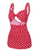 Red 1940s Polka Dot Strap One-Piece Swimsuit — vintage elegance for the modern woman
