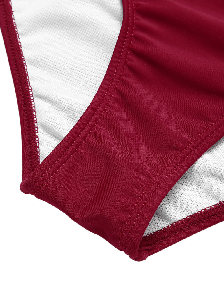 Red 1940s Strawberry Mesh Strap Swimsuit, vintage swimsuit, pin-up swimwear - perfect for women who love vintage and retro fashion