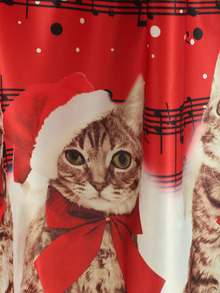Red 1950s Christmas Cat Swing Dress — vintage elegance for the modern woman