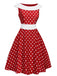 Red 1950s Dots Patchwork Swing Dress, vintage dress, retro fashion, rockabilly, pin-up fashion - perfect for women who love vintage and retro fashion