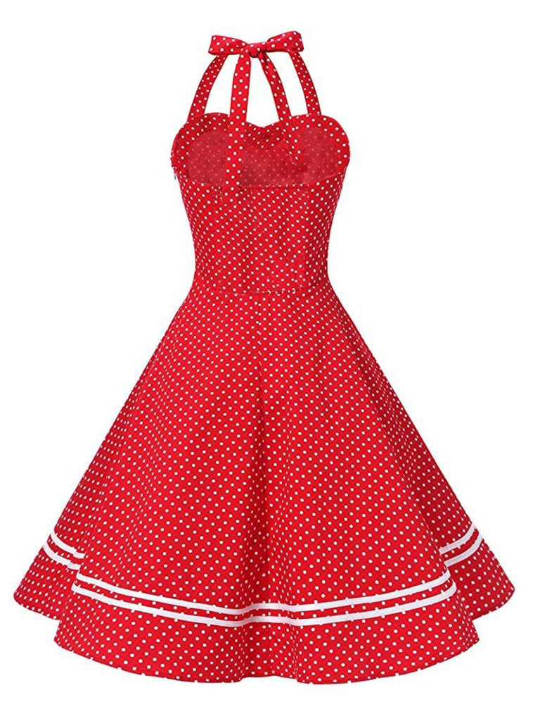 Red 1950s Halter Polka Dot Dress: timeless style reimagined