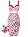 Red 1950s Polka Dot Pleated Swimsuit, vintage swimsuit, pin-up swimwear - perfect for women who love vintage and retro fashion