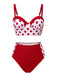 Red 1950s Polka Dot Pleated Swimsuit, vintage swimsuit, pin-up swimwear - perfect for women who love vintage and retro fashion