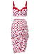 Red 1950s Polka Dot Pleated Swimsuit, vintage swimsuit, pin-up swimwear - perfect for women who love vintage and retro fashion