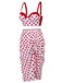 Red 1950s Polka Dot Pleated Swimsuit, vintage swimsuit, pin-up swimwear - perfect for women who love vintage and retro fashion