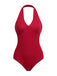 Red 1950s Solid Vintage One-Piece Bodysuit: timeless style reimagined