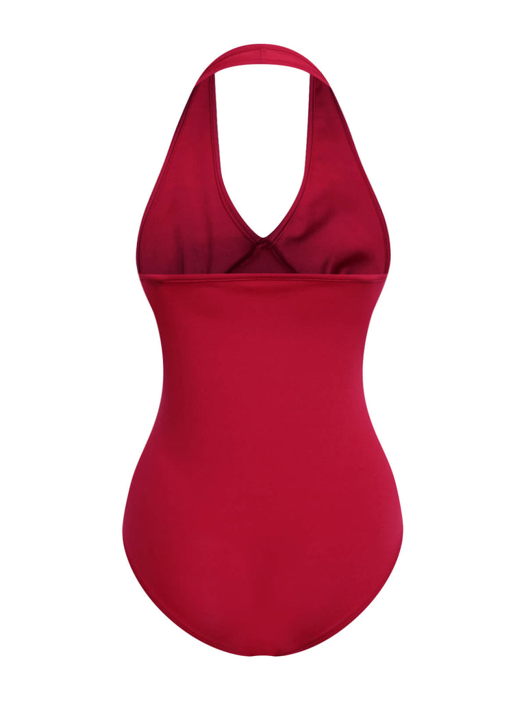 Red 1950s Solid Vintage One-Piece Bodysuit: timeless style reimagined