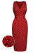 Red 1960s Dots V-Neck Pencil Dress, vintage dress, retro fashion - perfect for women who love vintage and retro fashion
