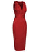 Red 1960s Dots V-Neck Pencil Dress, vintage dress, retro fashion - perfect for women who love vintage and retro fashion