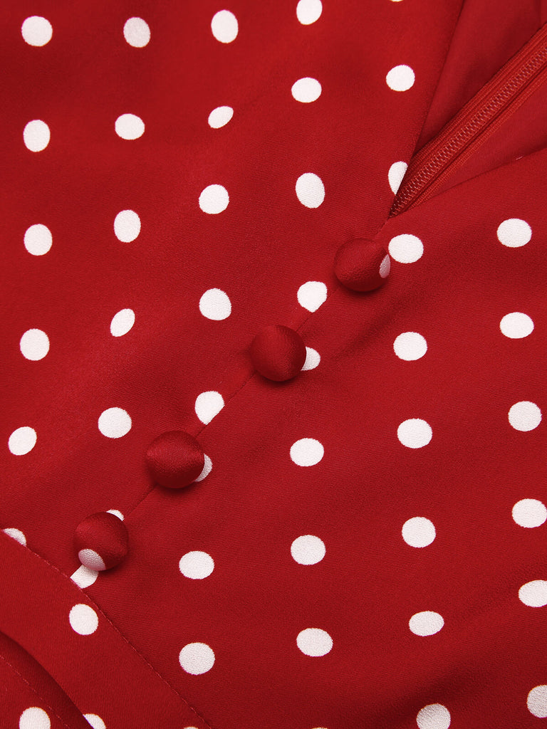 Red 1960s Dots V-Neck Pencil Dress, vintage dress, retro fashion - perfect for women who love vintage and retro fashion