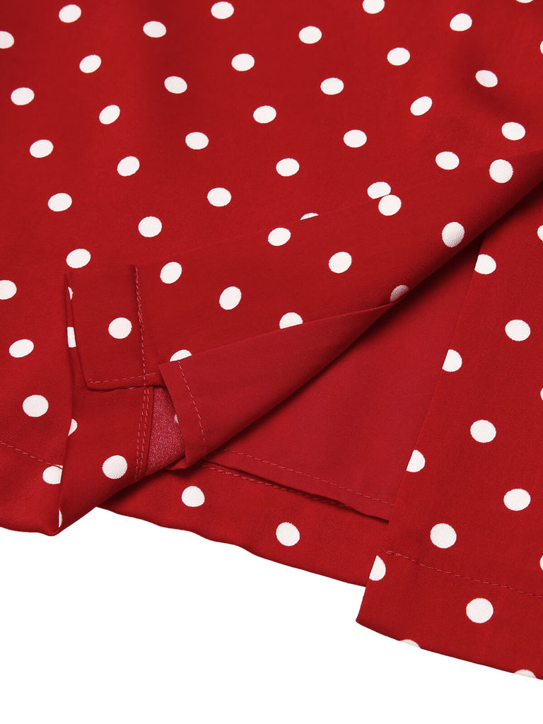 Red 1960s Dots V-Neck Pencil Dress, vintage dress, retro fashion - perfect for women who love vintage and retro fashion
