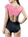 Red & Blue 1940s Stripes Cut-Out One-Piece Swimsuit — vintage elegance for the modern woman