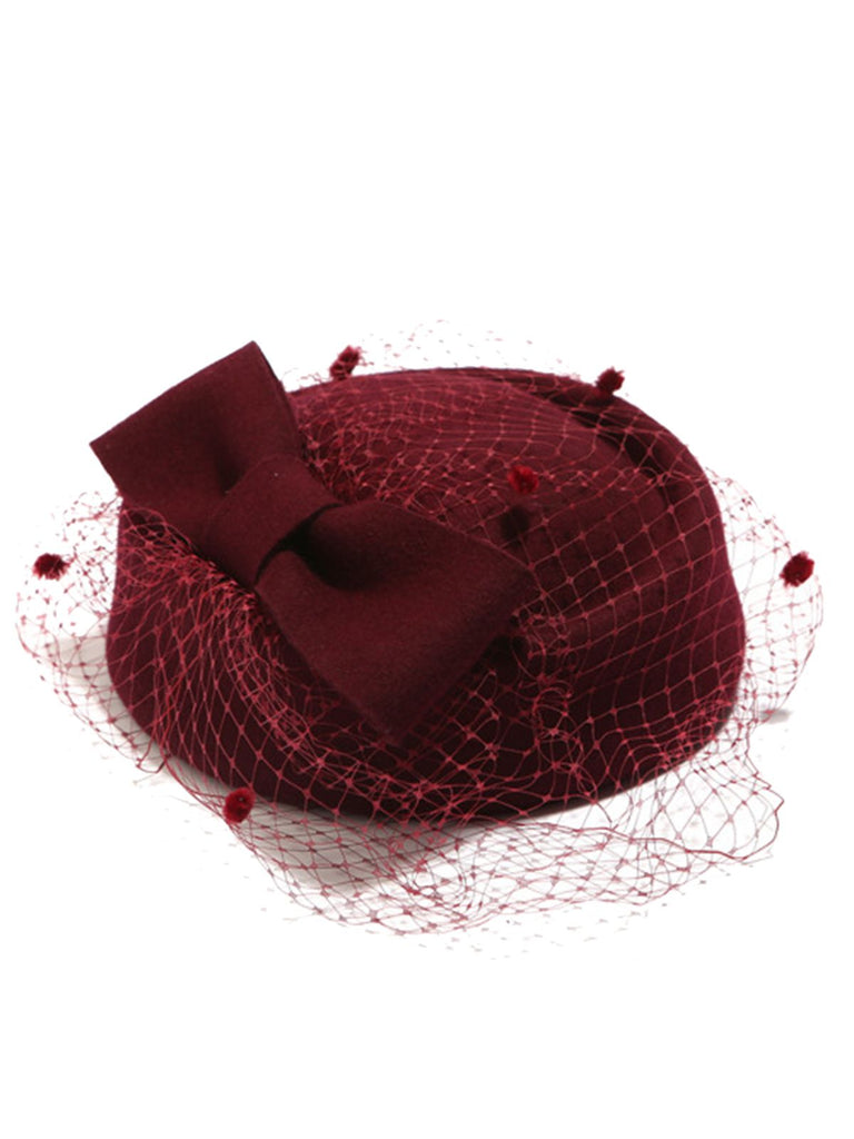 Retro Bow Mesh Wooled Dress Hat: timeless style reimagined