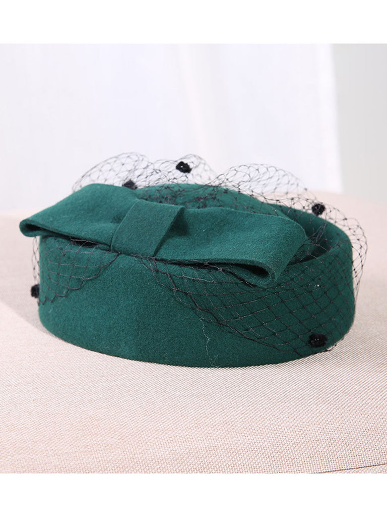 Retro Bow Mesh Wooled Dress Hat: timeless style reimagined