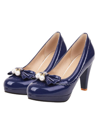 Retro Bow Pearl High Heels Shoes: timeless style reimagined