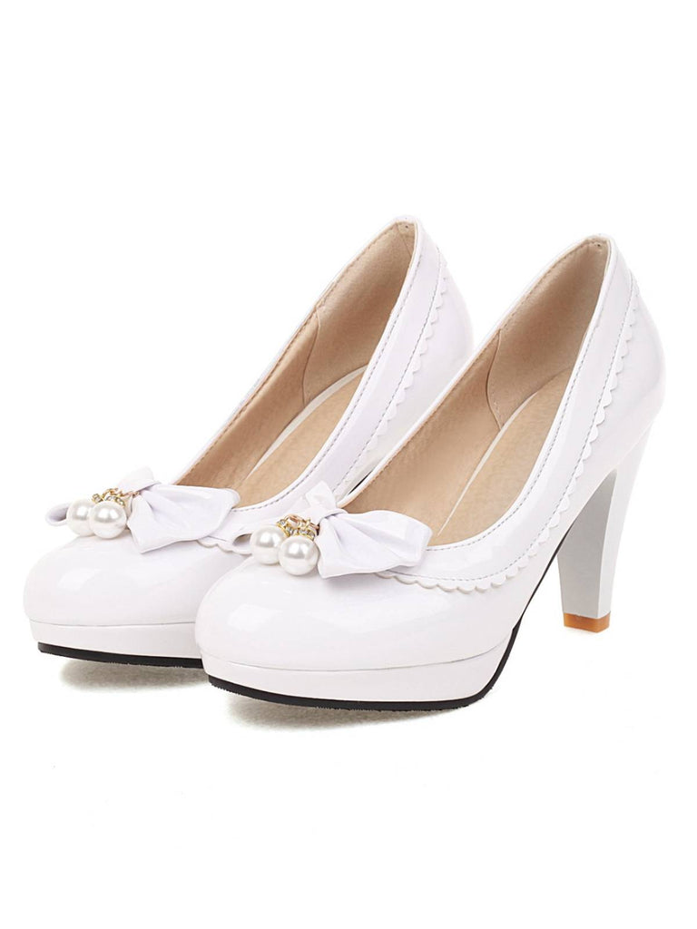 Retro Bow Pearl High Heels Shoes — vintage elegance for the modern woman