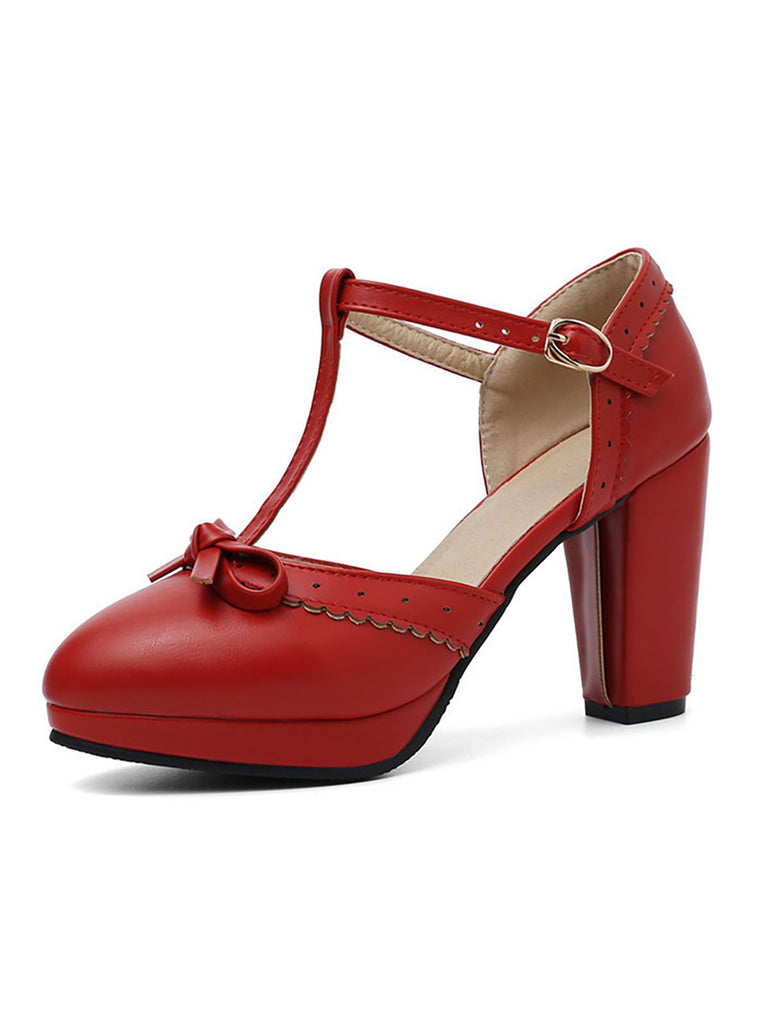 Retro Bow T-Strap High Heels Shoes — vintage elegance for the modern woman