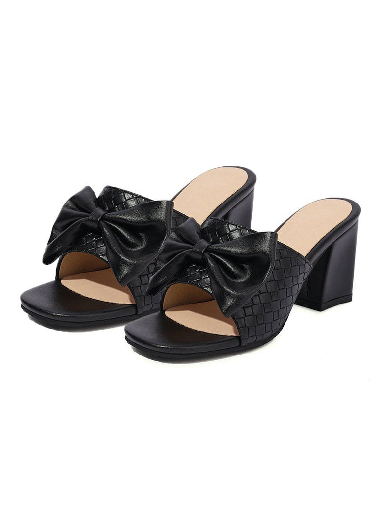 Retro Bowknot Chunky Heels Sandals: timeless style reimagined