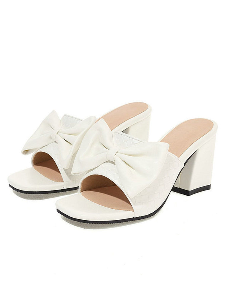 Retro Bowknot Chunky Heels Sandals: timeless style reimagined