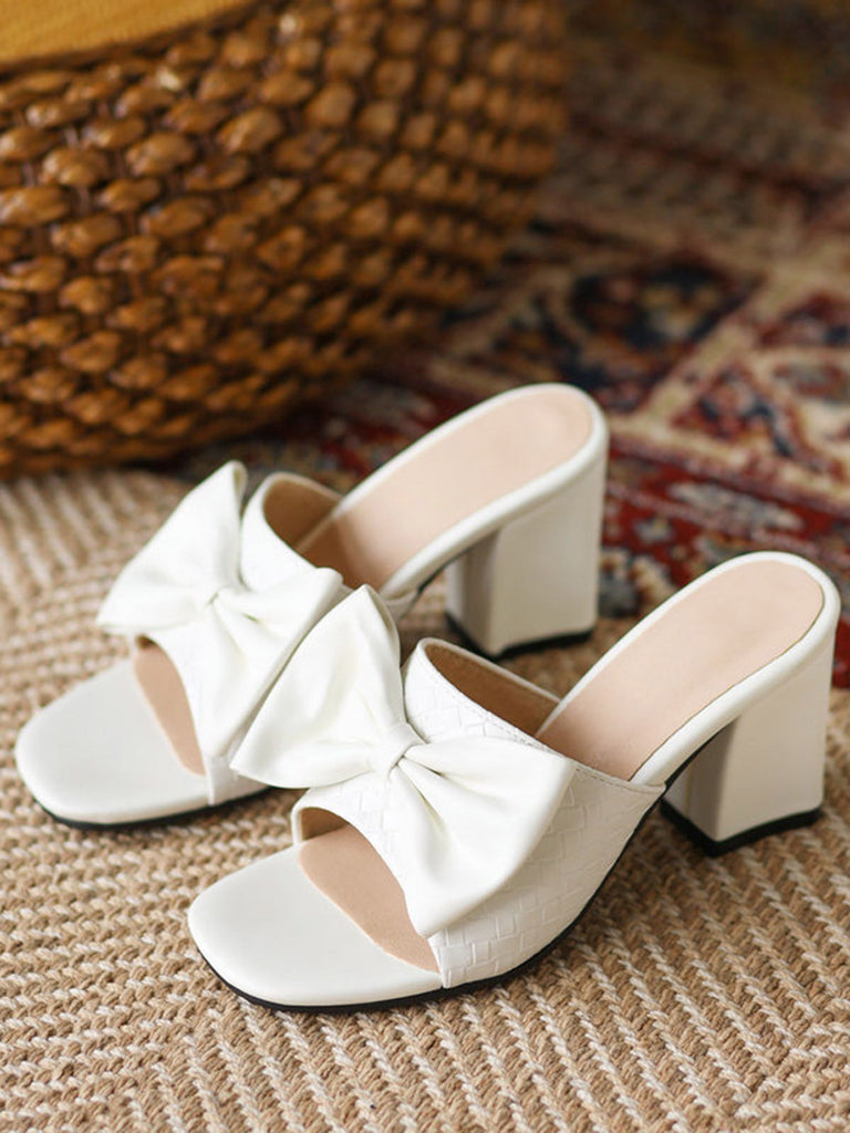 Retro Bowknot Chunky Heels Sandals — vintage elegance for the modern woman