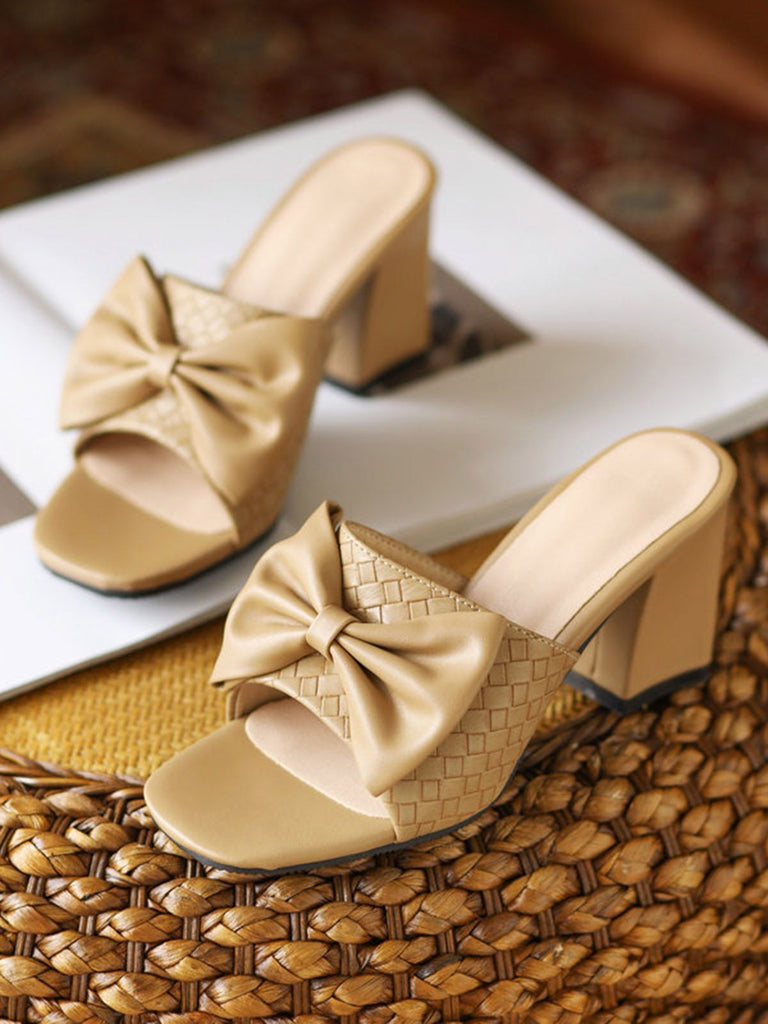 Retro Bowknot Chunky Heels Sandals — vintage elegance for the modern woman