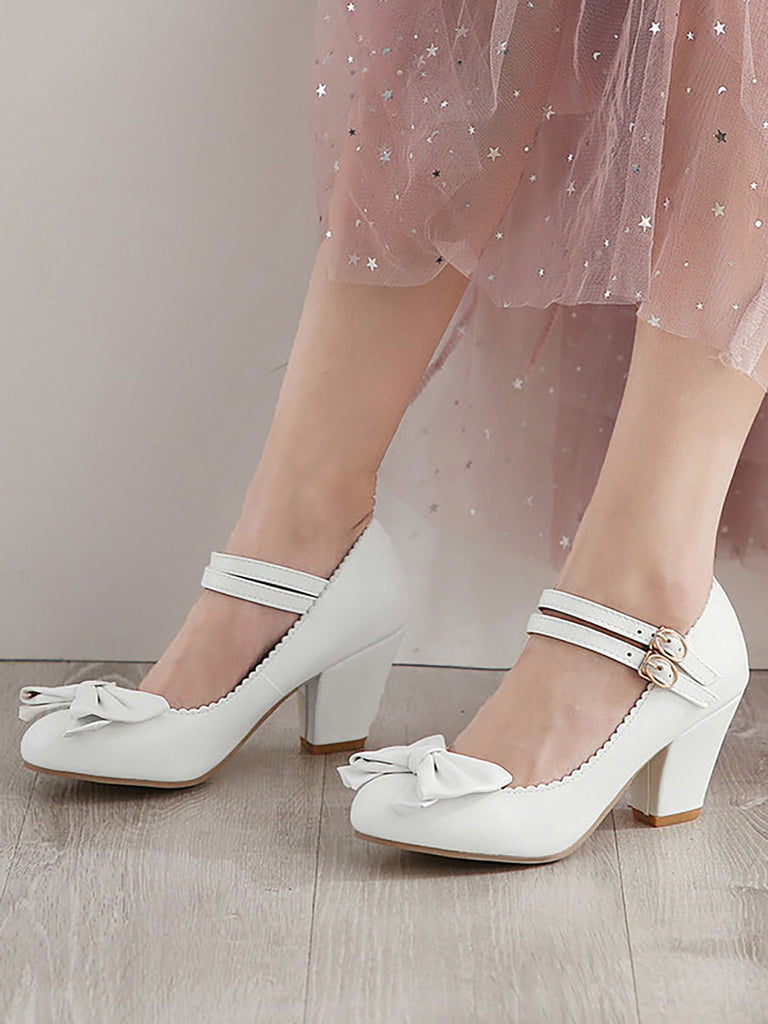 Retro Bowknot Double-Straps Shoes: timeless style reimagined