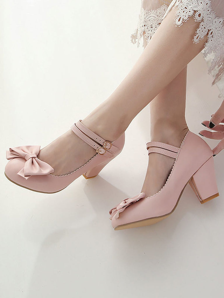 Retro Bowknot Double-Straps Shoes: timeless style reimagined