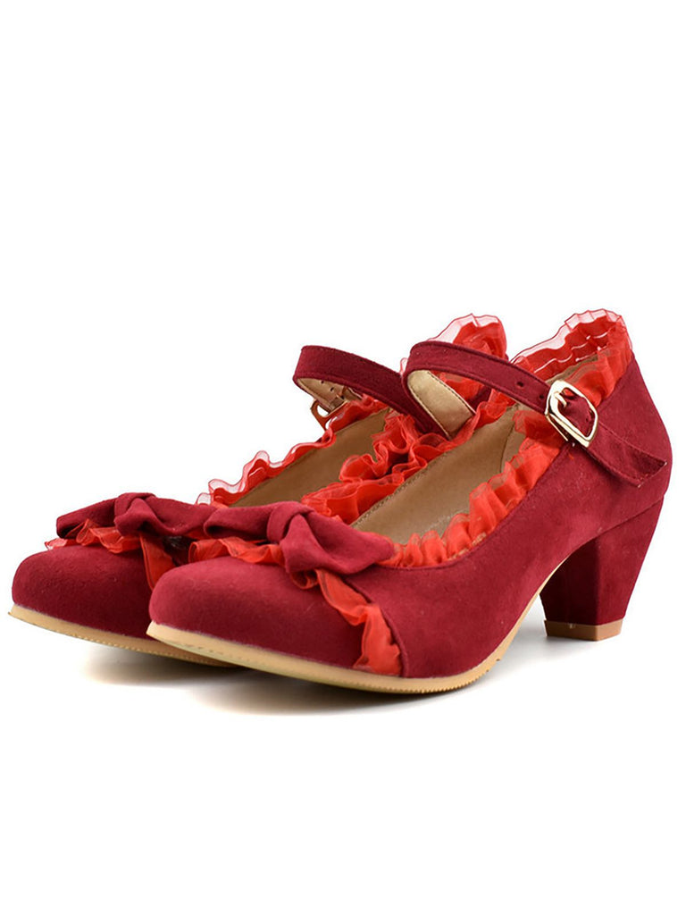 Retro Bowknot Lace High Heels Shoes: timeless style reimagined