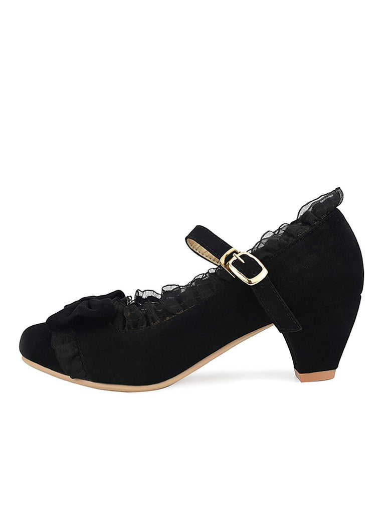 Retro Bowknot Lace High Heels Shoes: timeless style reimagined