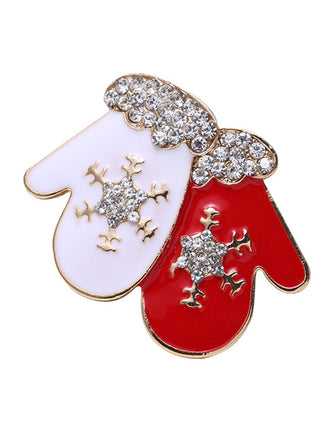 Retro Christmas Gloves Rhinestone Brooch: timeless style reimagined