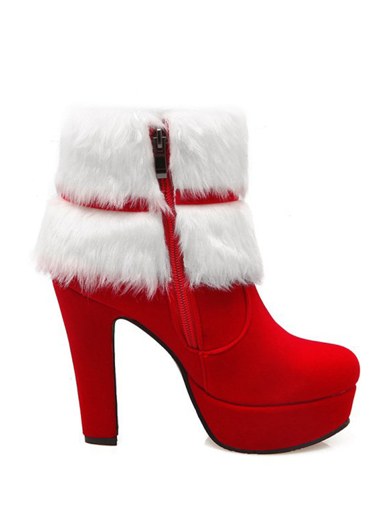 Retro Christmas Short Plush High Heel Shoes: timeless style reimagined